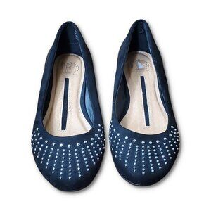 🏆090 New Directions Hatch New Black Studded Slip On Ballet flats